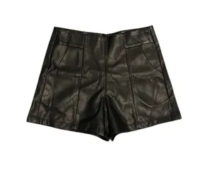 Black Faux Leather Mini High Waisted Shorts M thumbnail 1