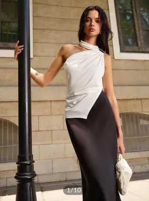 Commense White One Shoulder Asymmetrical Top thumbnail 3