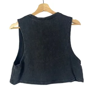 Cara Loren Active Faded Black‎ Ribbed Crop Athletic Tank Top M thumbnail 2