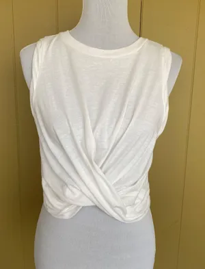 Free People Movement crop top women XS sleeveless twist front activewear white thumbnail 1