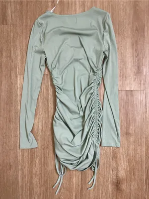 Princess Polly Mint Green Ruched Long-Sleeve Mini Dress thumbnail 3