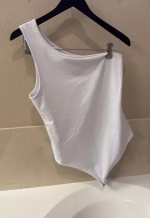 Abercrombie White One-Shoulder Bodysuit L thumbnail 1