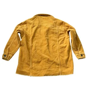 Zara Corduroy Shacket Women XS Mustard Yellow Frayed‎ Hem Boho Utility Core thumbnail 3