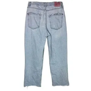 ZARA Vintage Relaxed Style High Rise Wide Leg Raw Hem Casual Cotton Jean 4 Blue thumbnail 11