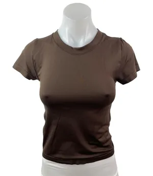 Aritzia Sunday Best Women's Brown Crew Neck Short Sleeve Crop Tee T-shirt Top S thumbnail 1