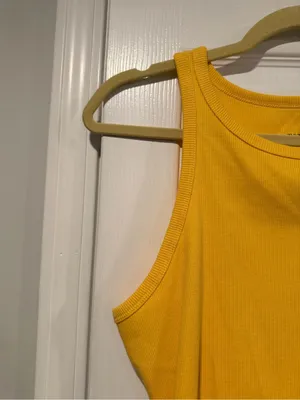 NWT Wild Fable Size XXL Yellow Ribbed Cropped Stretch Tank Top High Neck thumbnail 5