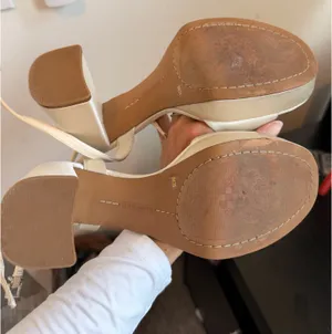 Vince camuto cream satin heels thumbnail 4