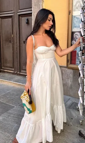 Zara dress maxi poplin ruffle flowy white corset bohemian summer vacation thumbnail 8