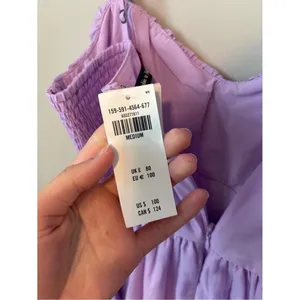 Abercrombie & Fitch Lavender Purple Mini Smocked Dress Ruched Chiffon NWT Size M thumbnail 5