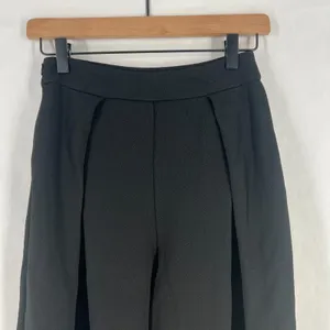 Shein Palazzo Crepe Pants Womens XS Black Pleated Side Zip‎ High Rise Wide Leg thumbnail 2