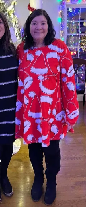 Meaneor Santa Hats Festive Holiday Long Sleeve Christmas Dress in Red/White NWT thumbnail 1
