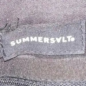 Summersalt‎ Canvas Tote Bag Black Brown Leather Trim Carryall thumbnail 5