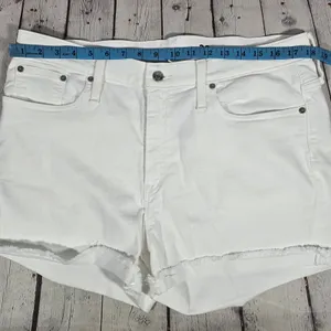 J Crew Mid Rise Short White‎ Denim Cutoff Frayed Hem Size 32 thumbnail 9