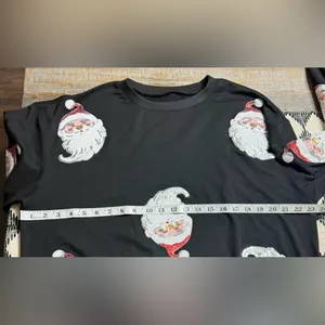 Black Santa Claus Sequined long sleeve top thumbnail 7