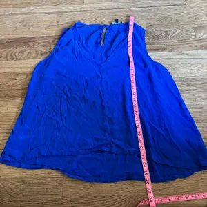 Madewell Womens XL Cobalt Blue V-Neck Sleeveless Blouse‎ High Low Hem G5415 thumbnail 5