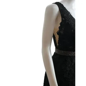 Sherri Hill Black Lace Plunging V-Neck Beaded Waist Formal Gown Dress Size 4 thumbnail 14