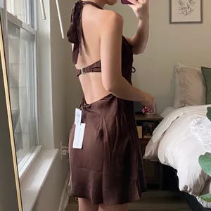 NEW Windsor Laced Up Luxe Satin Halter Mini Dress thumbnail 2