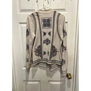 Christopher & Banks Beige Embroidered Open Front Cardigan Jacket Womens Medium M thumbnail 8