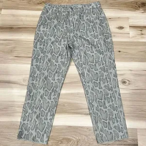 NEW Le Lis Alana Snakeskin Pants in Olive Women’s Large thumbnail 1
