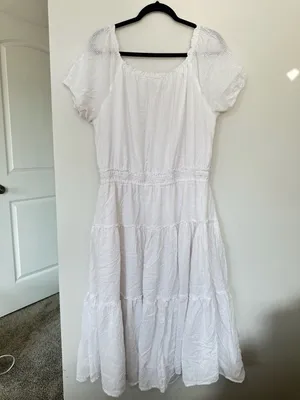 Tommy Hilfiger White Tiered Ruffled Midi Dress thumbnail 3