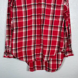 Denim & Supply Ralph Lauren Women M Red Black White Plaid Flannel Shirt Boho thumbnail 2