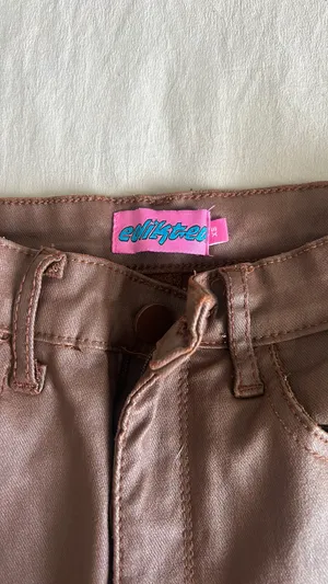 Brown Leather Pants Edikted Flare Petite thumbnail 4