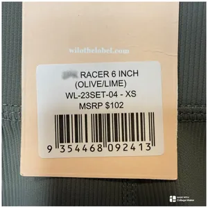 Wilo The Label 6” Racer Bike Shorts Olive and Lime Size XS Luxury Workout Gym thumbnail 3