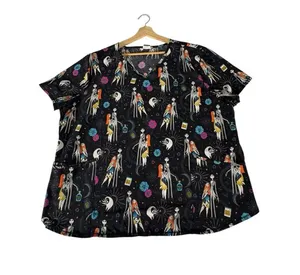 Disney Nightmare Before Christmas Scrub Top 3X Jack Sally Halloween Scrubstar thumbnail 1