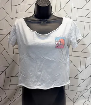 Billabong Hawaii Graphic T-Shirt Small White Cropped Raw Hem Sunset Palm‎ Tree thumbnail 1