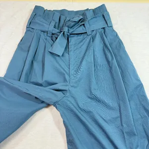 Zara Woman XS Teal Paperbag Wide Leg‎ Pant Tie Belt Minimalist Chic Summer Vaca thumbnail 5
