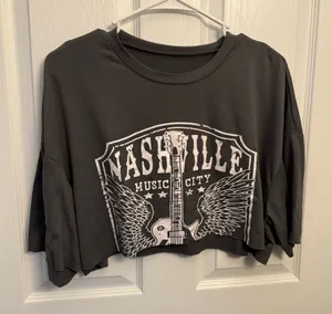 SHEIN Nashville Music City Graphic Cropped Tee thumbnail 1