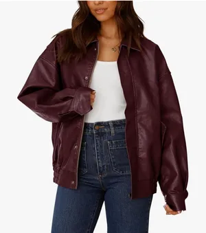 Leather Jacket Purple Size L thumbnail 1