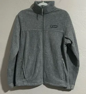 Columbia Women’s Size S Fleece Jacket Gray Heathered Mock Neck Full Zip thumbnail 1