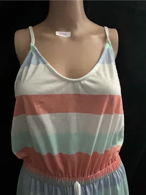 TFY Collection Striped Pastel Spaghetti Strap Dress LG NWT thumbnail 7