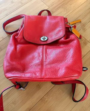 Red Leather Coach Backpack Vintage thumbnail 1