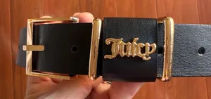 Juicy Couture Black Belt with Gold Accents L/XL thumbnail 1