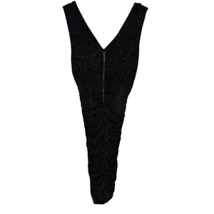Alice + Olivia Slinky Ruched Shimmer‎ Dress Sparkle Black Gold Size Small thumbnail 5