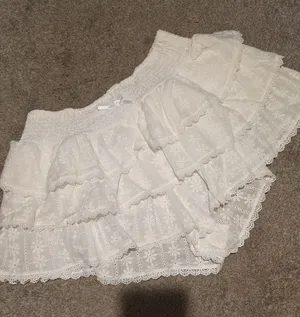White Eyelet Layered Skort with Ruffle Details thumbnail 1