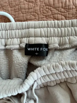 White Fox Archive 6.0 Fleece Sweat Shorts Beige Taupe Size Small thumbnail 4