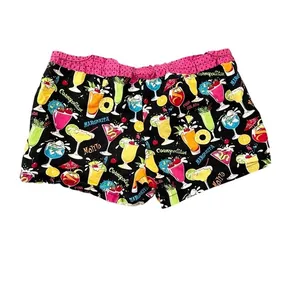 Nick & Nora Sleep Shorts Black Cocktail Margarita Print Cotton‎ Pajama Bottom thumbnail 6