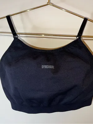 Gymshark‎ Black Seamless Sports Bra Adjustable Straps Logo Band thumbnail 2