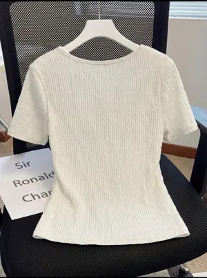 Women Tshirt soft cream square neckline with three black bow thumbnail 2