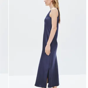 Nic+Zoe Blue Slip Midi Dress XS Tank Bias Cut Cocktail Minimalist Designer $158 thumbnail 2