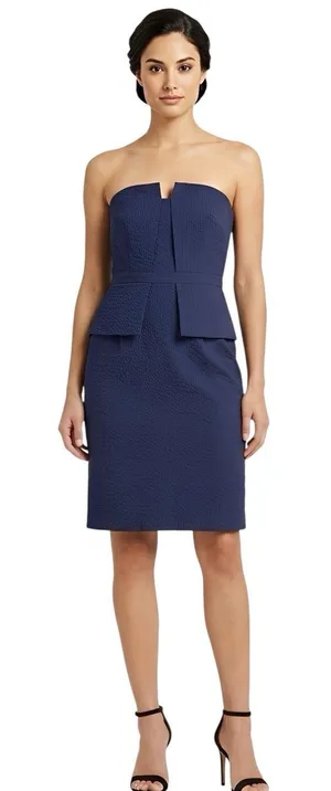 Banana Republic Womens Dress Size 2 Strapless Peplum Pucker Blue Mini Cocktail thumbnail 1
