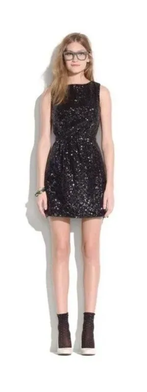 Broadway & Broome Lightbox Sparkle Black Sequin Embellished Party Mini Dress Siz thumbnail 1