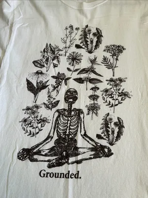 Urban Outfitters White 100% cotton boho goth fairy plants outdoorsy graphic tee shirt M thumbnail 7