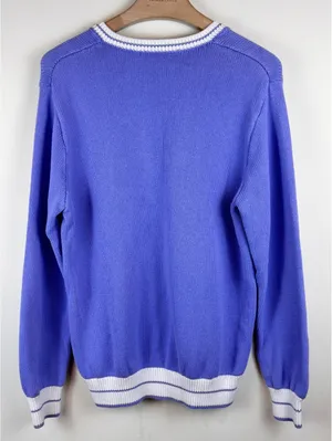 Brandy Melville Nikki Periwinkle Blue White Varsity V Neck Sweater One Size thumbnail 6