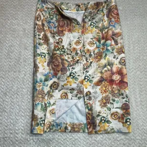 Zara Women's Floral Straight Cotton Blend Vintage-style‎ Skirt Size Small thumbnail 6