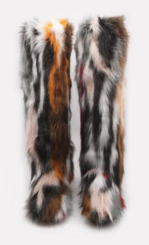 Snow boots Faux Fur Statement in Multicolor Patch size 10.5 new thumbnail 1