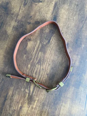 Women's Double Buckle Brown Leather Waist Belt with Brass Accents thumbnail 3